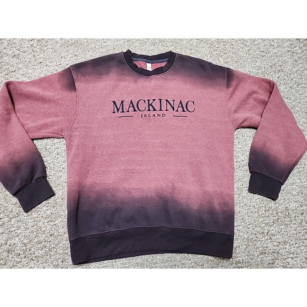 Mackinac Island‎ Embroidered Ombre Red Purple Sweatshirt Medium TeeMax
